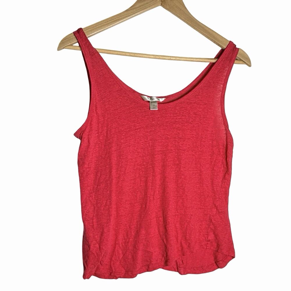 Banana Republic 100% Linen Tank Top Womens Size Medium Red Loose Summer Flowy